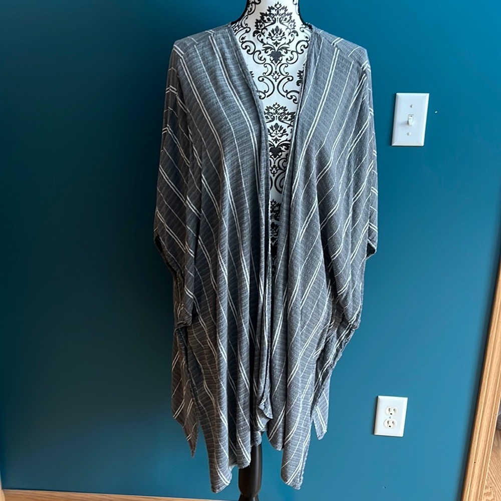 Terra & Sky Gray Striped Tunic Top